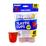 Dispozeit Plastic Cup 2 Oz 40 Ct 2.5 G Regula 2 Tone Red & White (48 Pack)