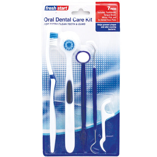 Fresh Oral Dental Care Set 7 Pc Toothbrush Tongue Cleaning Brush Oral Mirror Dental Tooth Pick & 3 Pc Dental Picks ( 48 pack)