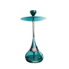 OVERDOZZ Hookah R Teal modern shisha pipe with teal glass base and stainless steel stem