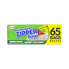 Ri-Pac Quart Size Dual Track Zipper Storage Bags 65 count box – resealable freezer-safe food storage