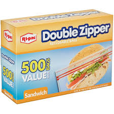Ri-Pac Double Zipper Reclosable Sandwich Bags 500 count value pack – resealable freezer storage