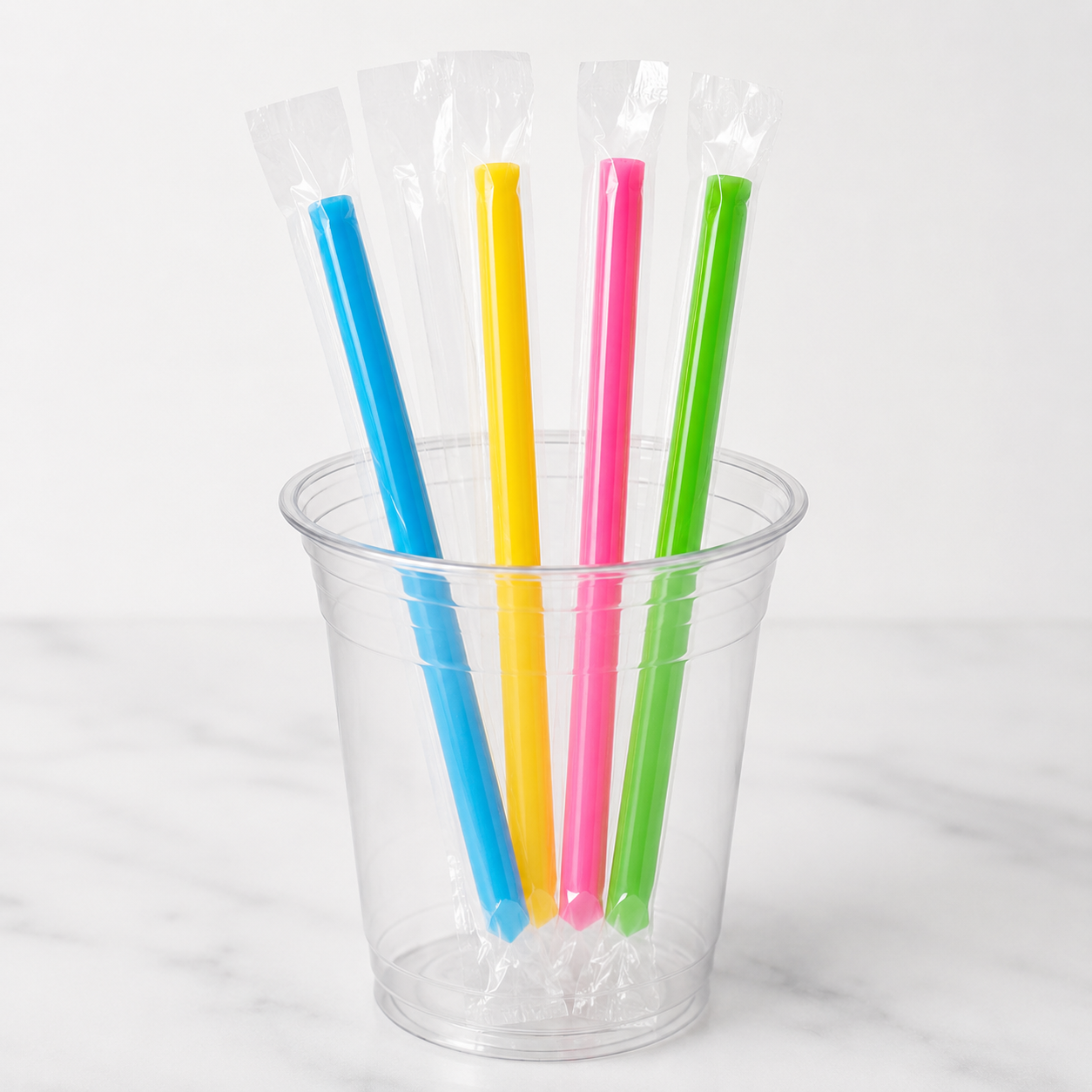 9" Plastic Wrapped Neon  Straws 1600pcs/40bags