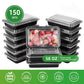 58oz Black Rectangle Container With Lid 150pcs