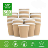 RL4-27 8oz Double Wall Ripple Kraft Paper Hot Cups 500pcs