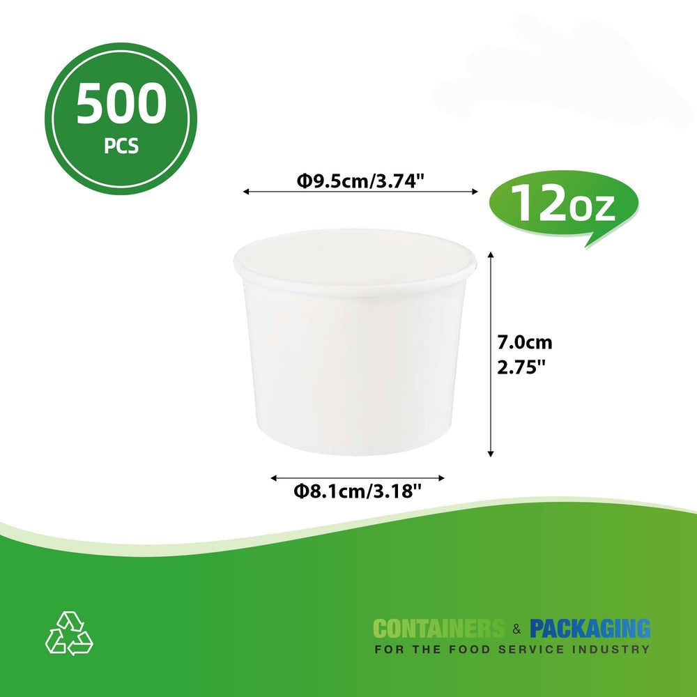D6- 12oz White Paper Food Cup  500-Count