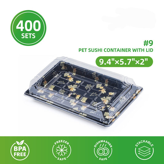 #9 PET SUSHI CONTAINER WITH LID 9.5"×6"×0.9" 300pcs