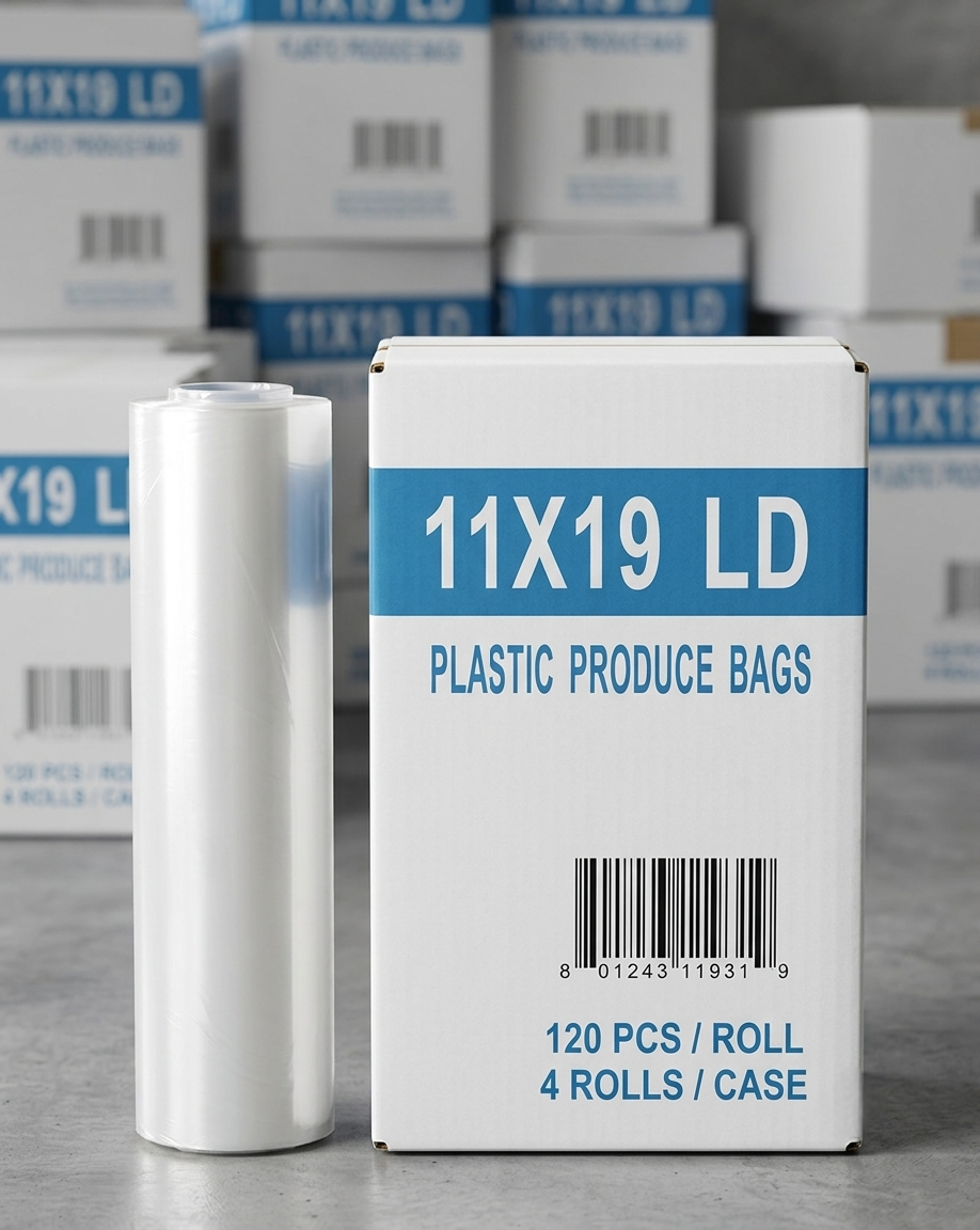RL1-(6) Produce Clear Bags 11X19 120pcs/Roll - 4 Rolls / Case