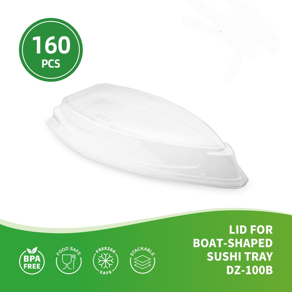 D6 - 18.35"×9.21"X1.97" DZ-100L Lid For Boat-Shaped Sushi Tray DZ-100B QTY:160pcs