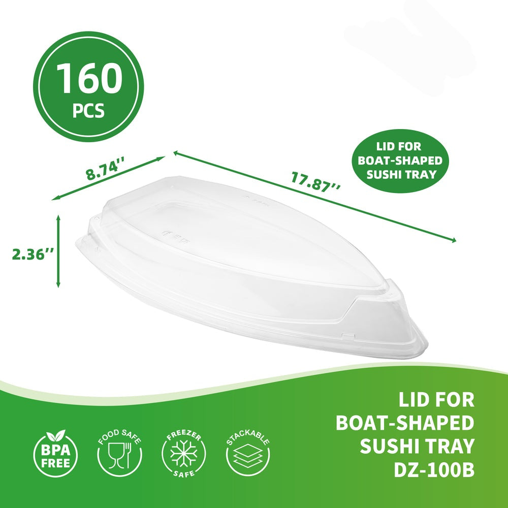 D6 - 18.35"×9.21"X1.97" DZ-100L Lid For Boat-Shaped Sushi Tray DZ-100B QTY:160pcs