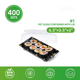 RL4-29 #1 PET SUSHI CONTAINER WITH LID 6.5"×3.5"×2" 400pcs