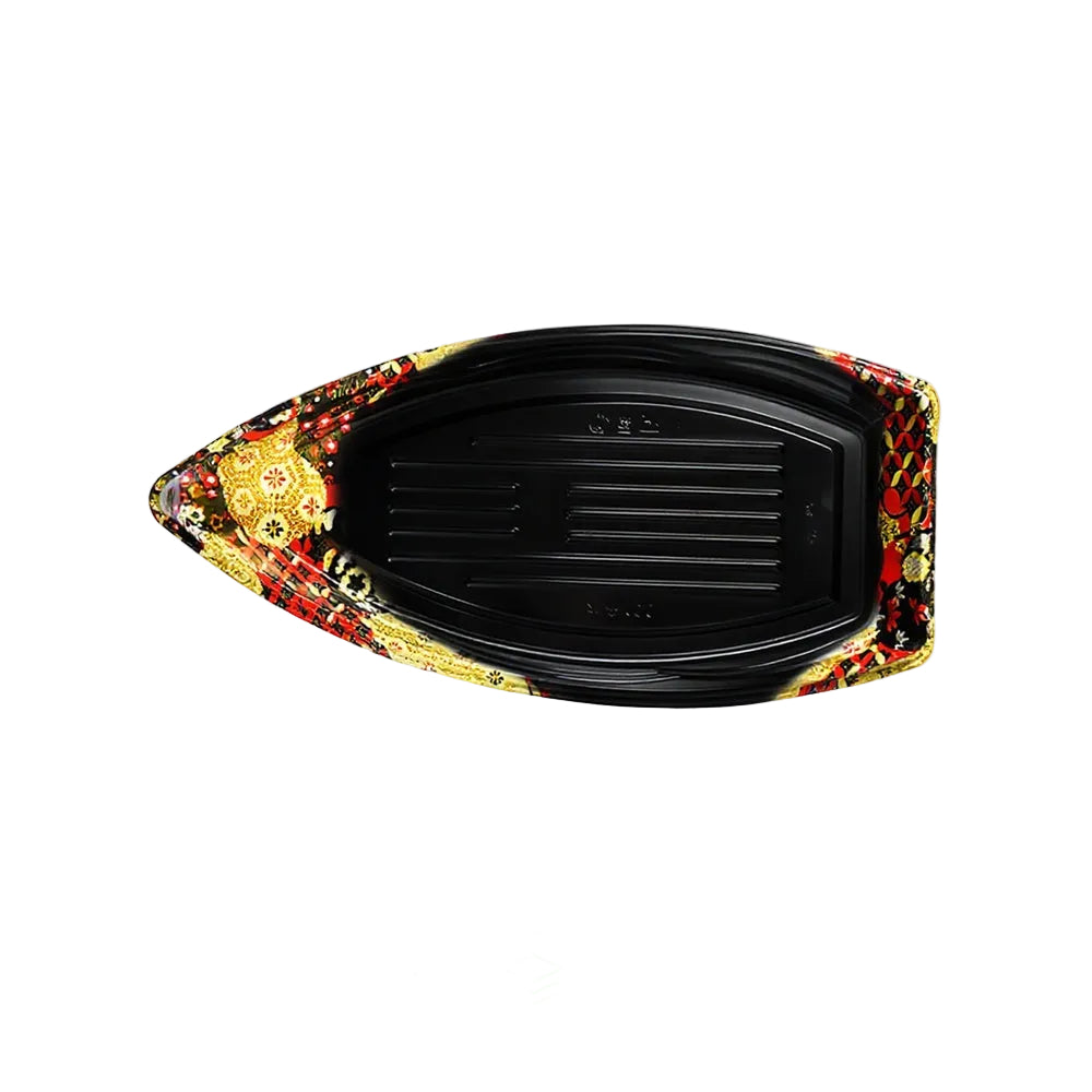 D6 - 17.87"X8.74"X2.36" DZ-100B Boat-Shaped Sushi Tray (Base) / QTY:160pcs