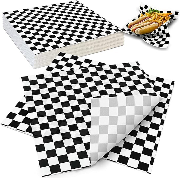 E1 - 12x12 Black Checkered Deli Wrap 1000pcs
