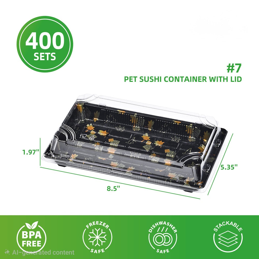 #7 PET SUSHI CONTAINER WITH LID 8.5"×5.4"×2" 400pcs
