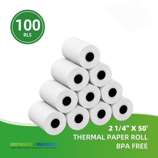 2-1/4 x 165 THERMAL PAPER ROLL BPA FREE  100ROLLS