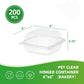 6x6 Clear Hinged Container 200Pcs