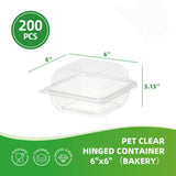 6x6 Clear Hinged Container 200Pcs