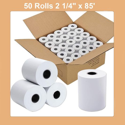 Thermal Cash Register Paper POS/Calculator Paper Roll Tape - 2 1⁄4" x 85' 50/Cs