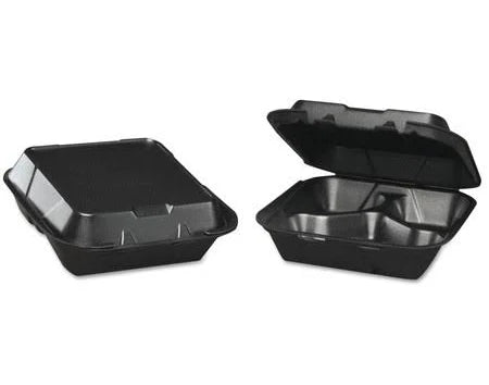 9" Black Foam Container 3 Compartment