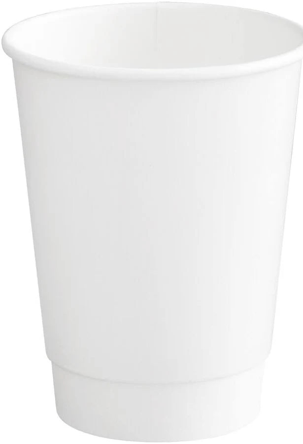 12oz Smooth Double Wall White Paper Hot Cup - 500/Case
