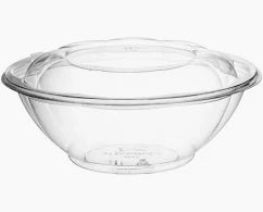 (1516) Clear PET Rose salad bowls & lids 24oz 150set/case