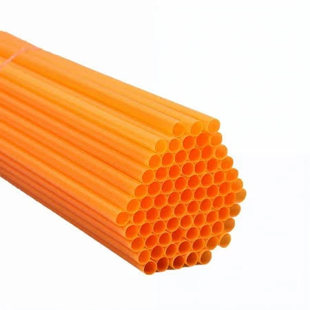 Plastic Wrapped 8mm Orange Straws 100 count pack – durable individually wrapped smoothie and bubble tea straws