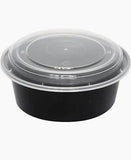 (1314) 32oz Round Container: PP Black Base with Clear Lid 150PCS/CASE